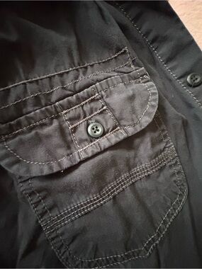 Helix Black Casual Button-Down Shirt with Contrast Stitching